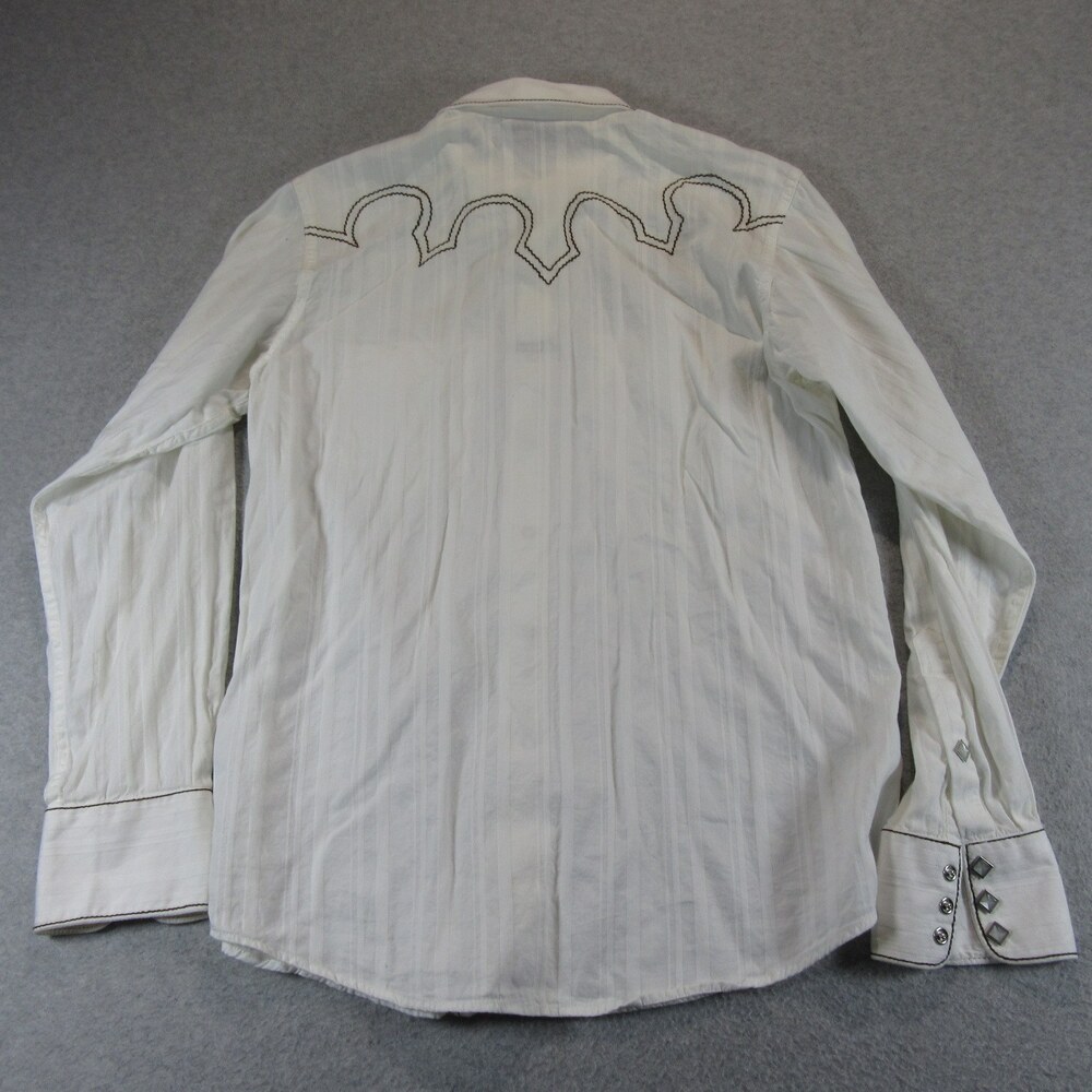 Ariat Mens Pearl Snap Western Shirt S Small White Embroidered 100% Cotton Pocket - Picture 7 of 10